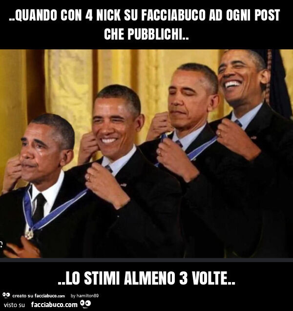 Quando con 4 nick su facciabuco ad ogni post che pubblichi&hellip; lo stimi almeno 3 volte