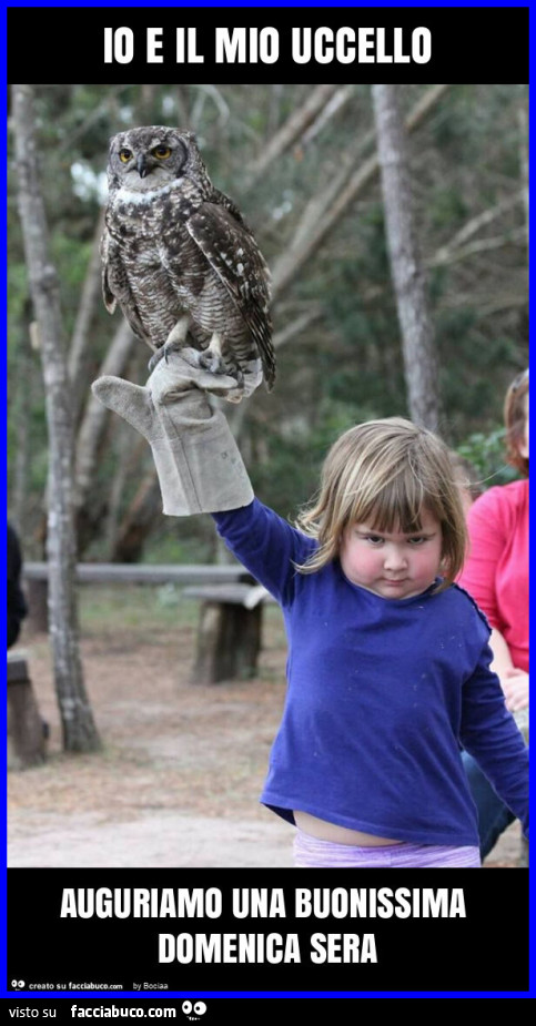 Io e il mio uccello auguriamo una buonissima domenica sera