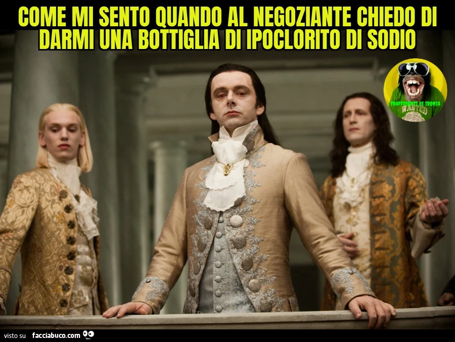 Come mi sento quando al negoziante chiedo di darmi una bottiglia di ipoclorito di sodio