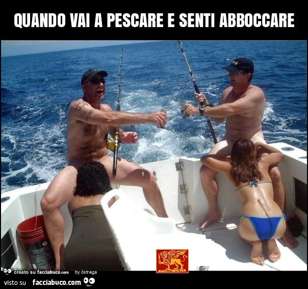 Quando vai a pescare e senti abboccare ragazze fanno pompino ai ragazzi in barca mentre pescano e brindano