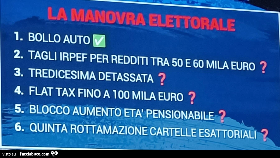 La manovra elettorale