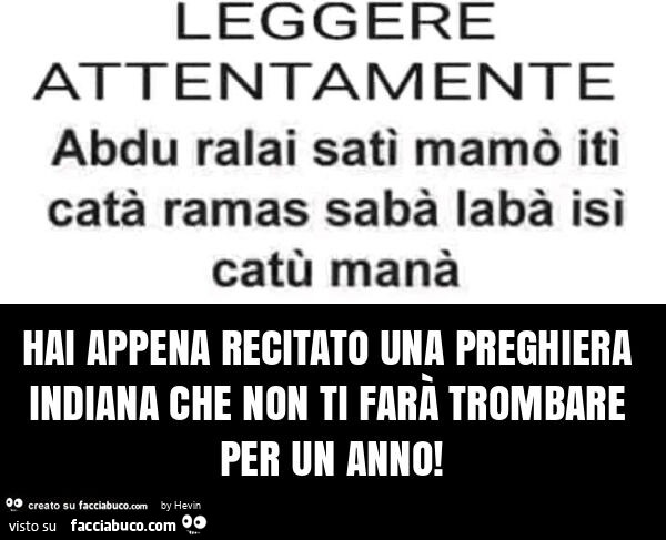 Hai appena recitato una preghiera indiana che non ti farà trombare per un anno