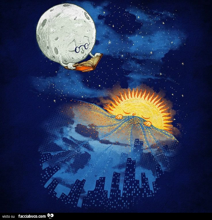 La luna racconta la storia al sole
