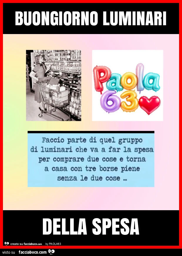 Buongiorno luminari della spesa