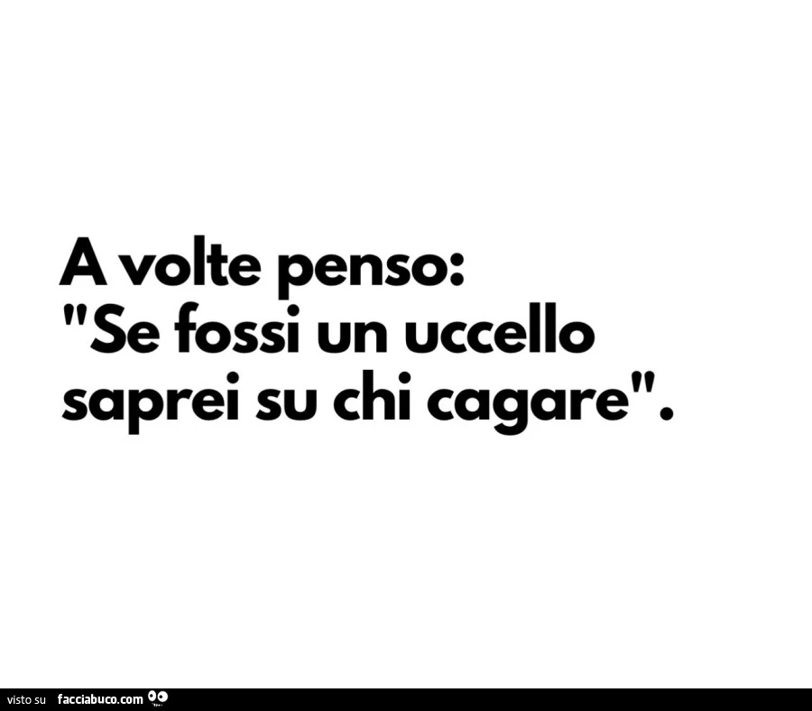 A volte penso: se fossi un uccello saprei su chi cagare